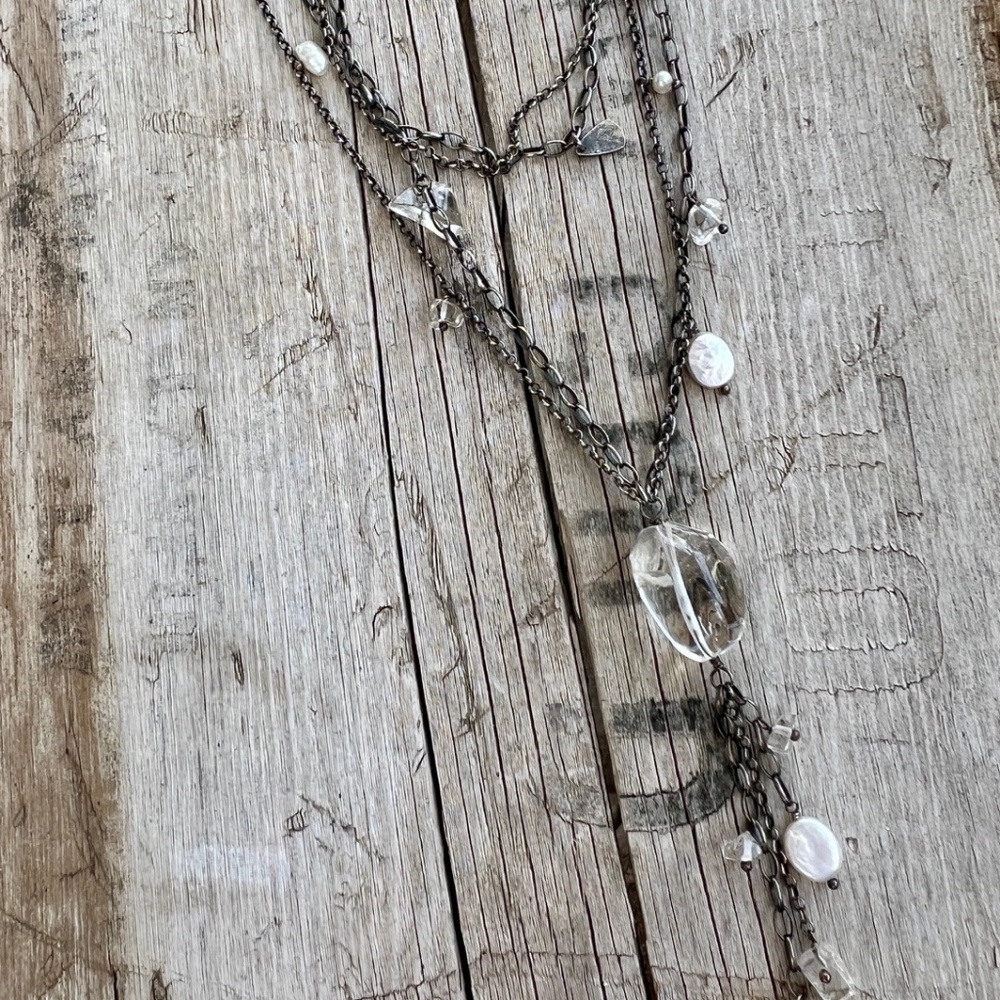 Silpada- 2 Strands Sterling Silver - Pearl and Crystal - N1492